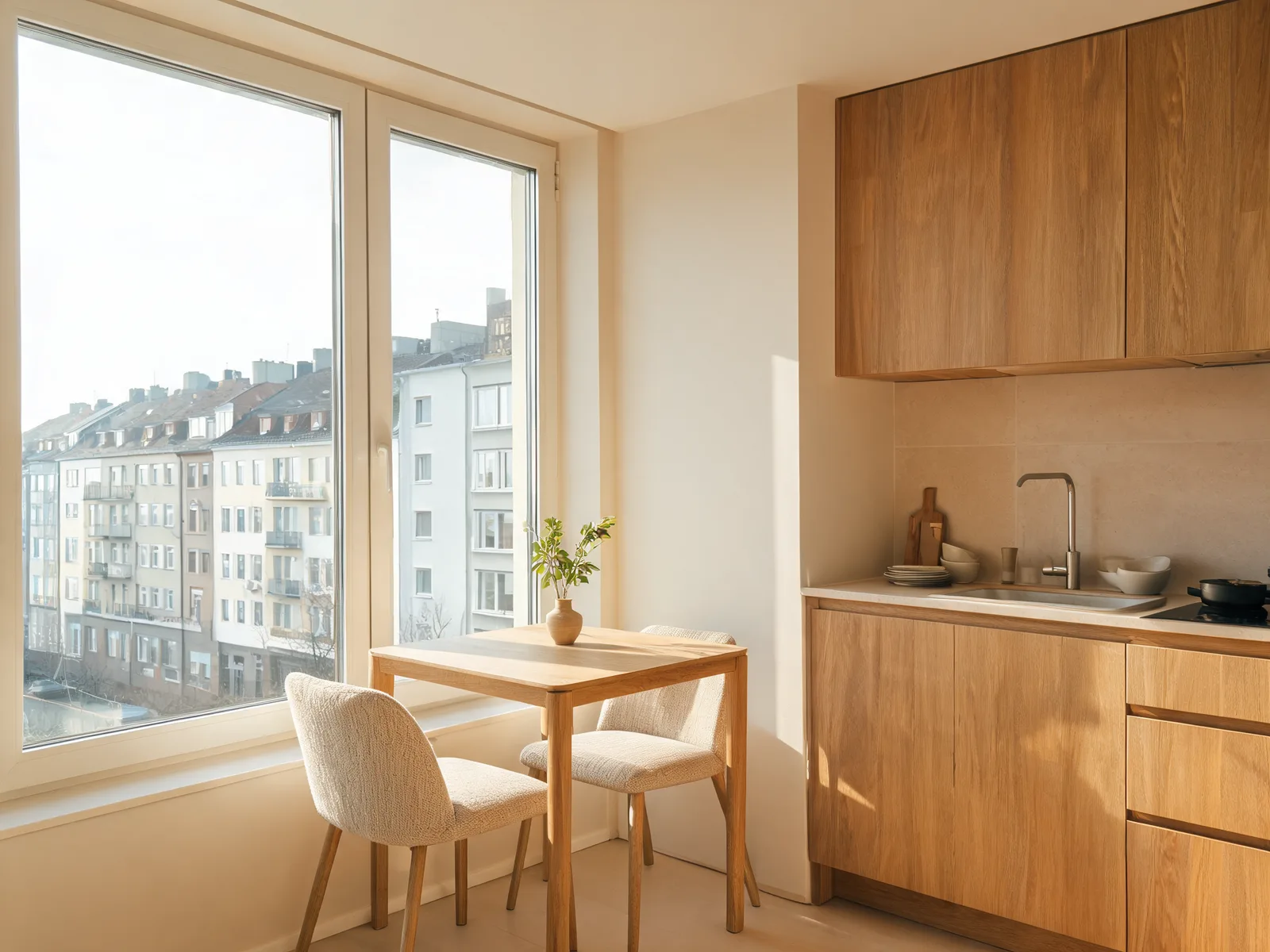 Frittstående køkkenø under montering i køkken i København
